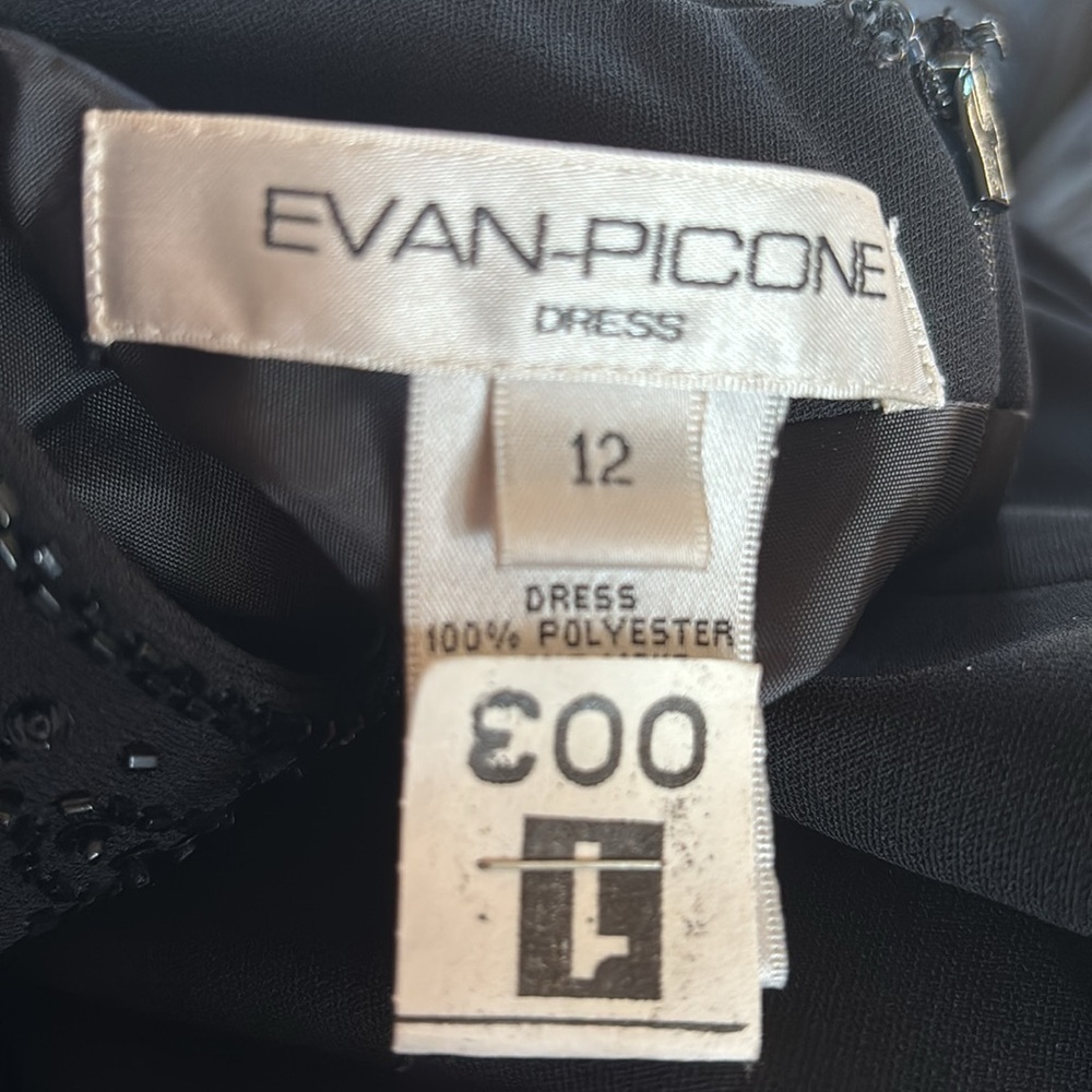 Y2K Elegant Evan-Picone Black Cocktail Maxi Dress Sheer Sz 12 Illusion Neckline - Picture 6 of 7